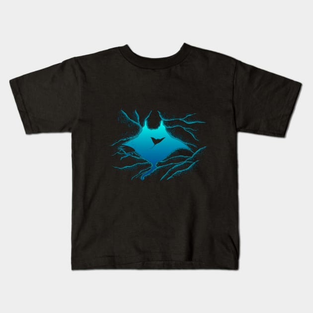 Manta Cave Kids T-Shirt by Squidology